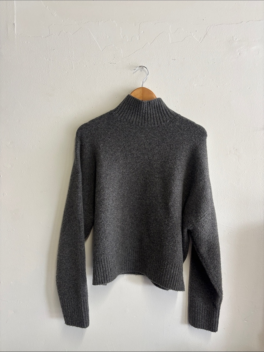 Zara Luxury soft Knit Charcoal Mock neck  Sweater